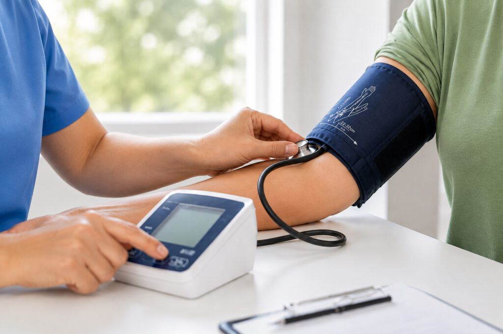 Taking blood pressure