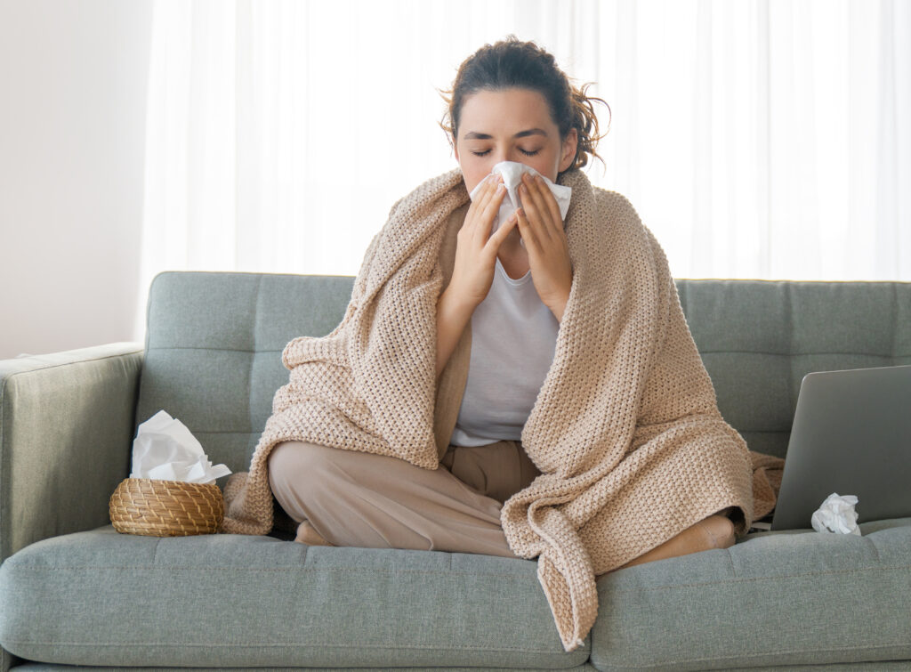 Woman with flu